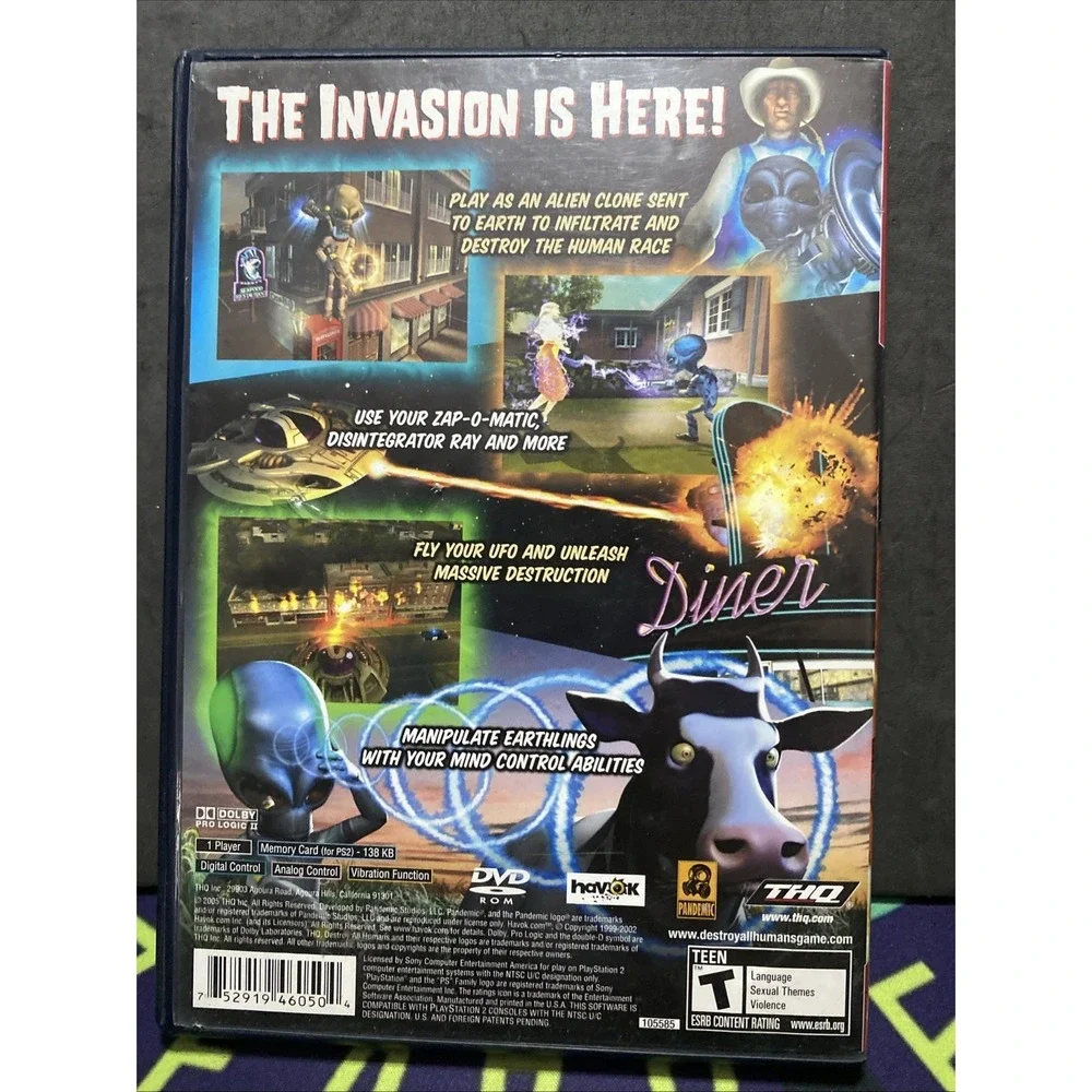 Destroy All Humans! (Sony PlayStation 2, 2005) Greatest Hits Complete Tested